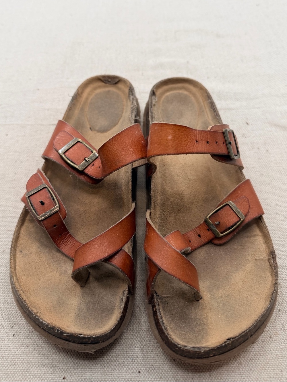 Brown Leather Women's Wrap Sandals - Size 7